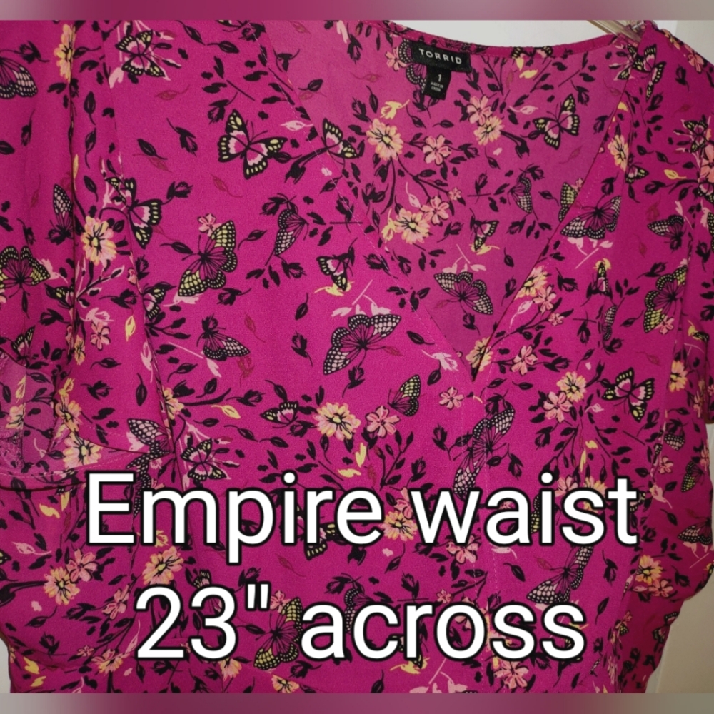 Torrid Raspberry Pink Floral Flowy Blouse + Gift - Picture 7 of 16